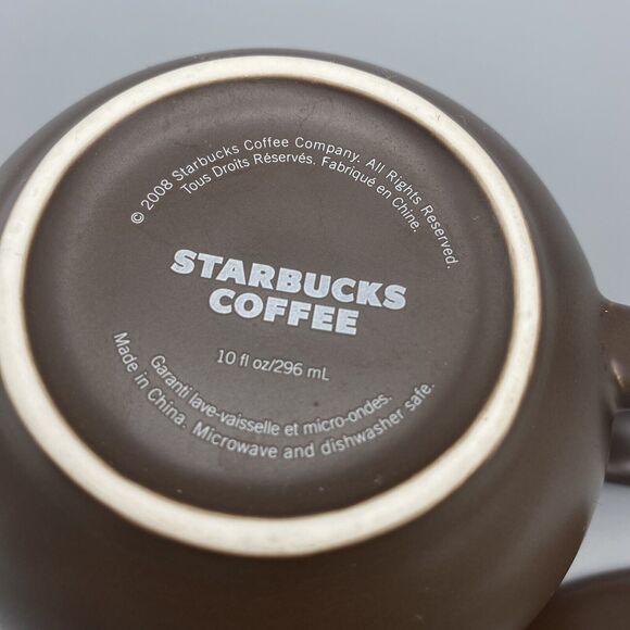 Starbucks 2008 Dark Brown Cup Saucer Set First Starbucks Store Pike Place Market - Picture 6 of 7